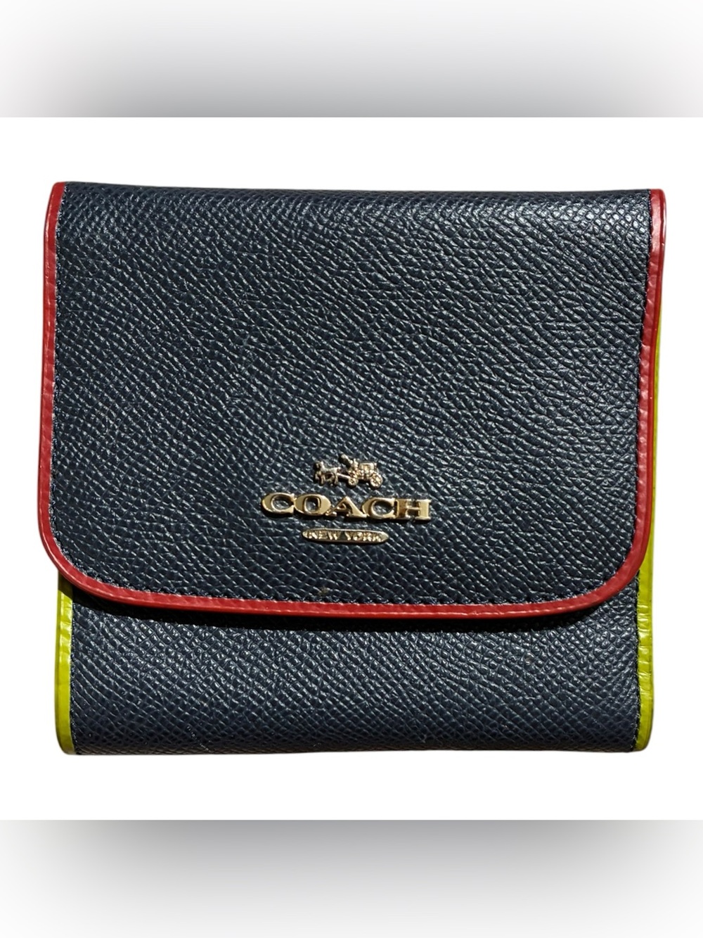 Coach Trifold Colorblock Textured Leather Wallet